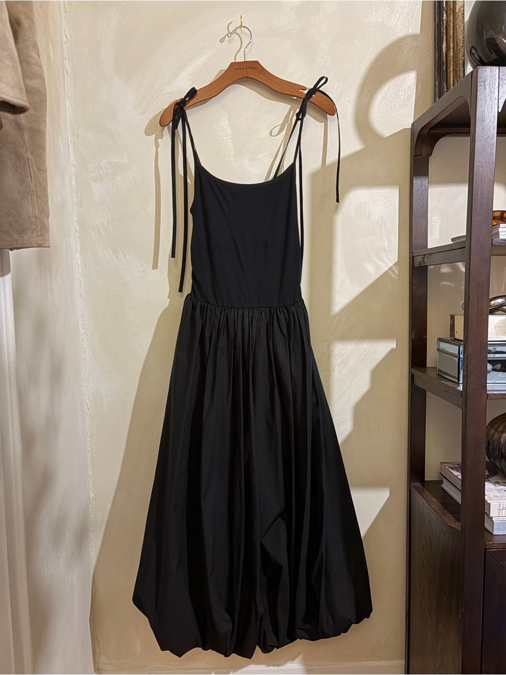 Classic Black Tie-Shoulder maxi Dress